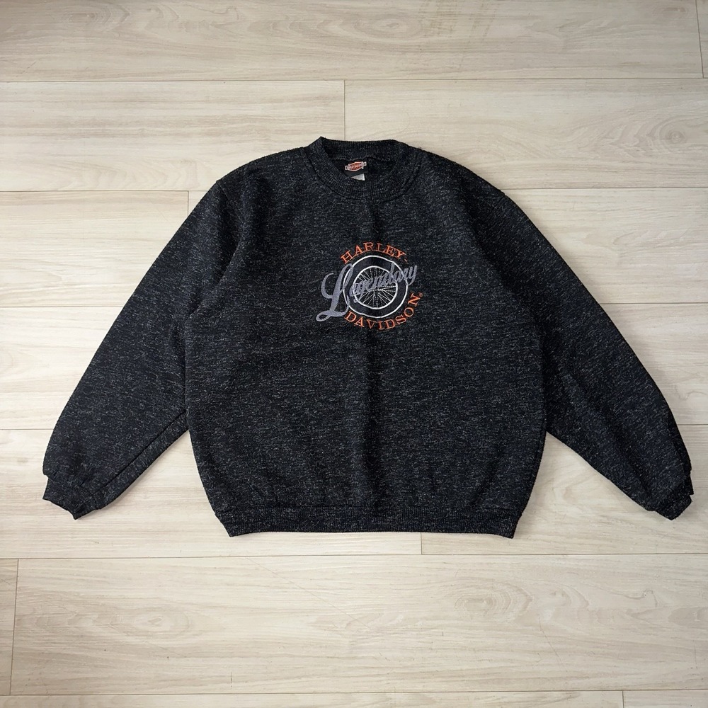 Vintage 90s Harley Davidson Legendary Black Sweatshirt Size‎ Medium Fleece Biker